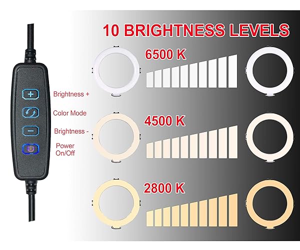 VidPro "Vidpro RL-8 LED Ring Light Kit: 8" USB Powered for Portraits, Makeup, Vlogs & More - Adjustable Color Temperature 2800K-6500K" - View 3 of 5