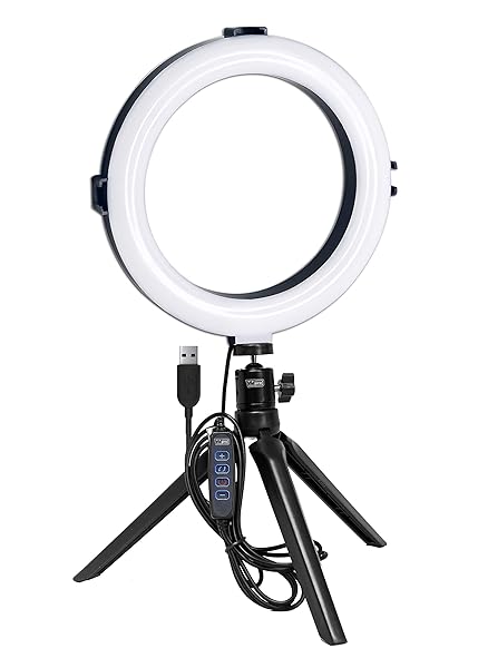 "Vidpro RL-8 LED Ring Light Kit: 8" USB Powered for Portraits, Makeup, Vlogs & More - Adjustable Color Temperature 2800K-6500K"