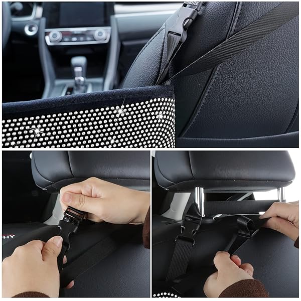 eing Car Organizers and Storage Purse Holder Seat Back Net Handbag Accessories for Women Road Trip Essentials Mom Birthday Gifts White - View 4 of 7