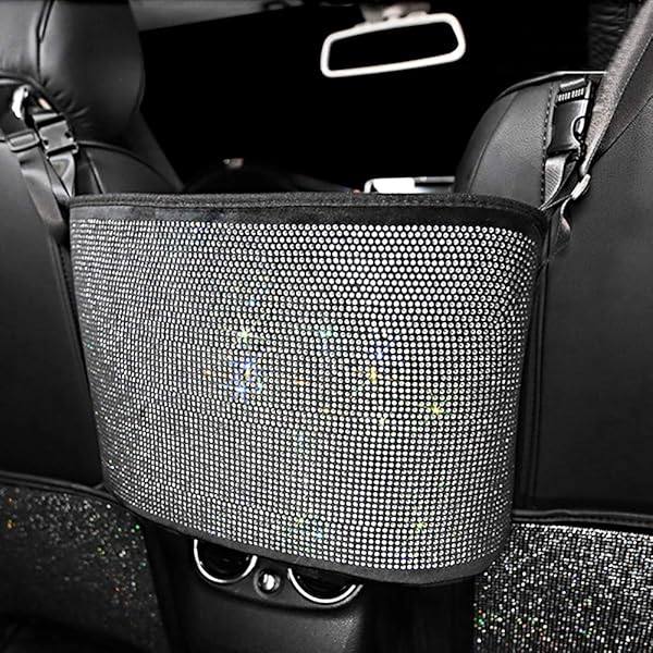 Car Organizers and Storage Purse Holder Seat Back Net Handbag Accessories for Women Road Trip Essentials Mom Birthday Gifts White
