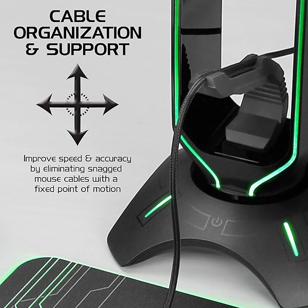 ENHANCE Enhance PC Gaming Headset Stand with Mouse Bungee RGB Headphone Holder 2 USB Ports 7 LED Color Modes for Desktops Keyboards and Headphones - View 7 of 9