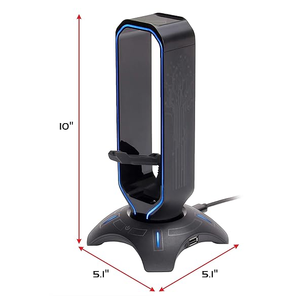 ENHANCE Enhance PC Gaming Headset Stand with Mouse Bungee RGB Headphone Holder 2 USB Ports 7 LED Color Modes for Desktops Keyboards and Headphones - View 9 of 9