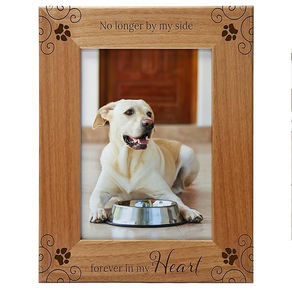CEDAR CRATE MARKET Pet Memorial Picture Frame Engraved Natural Wood for 5x7 Vertical Portrait Keepsake for Animal Lovers to Cherish Memories Forever