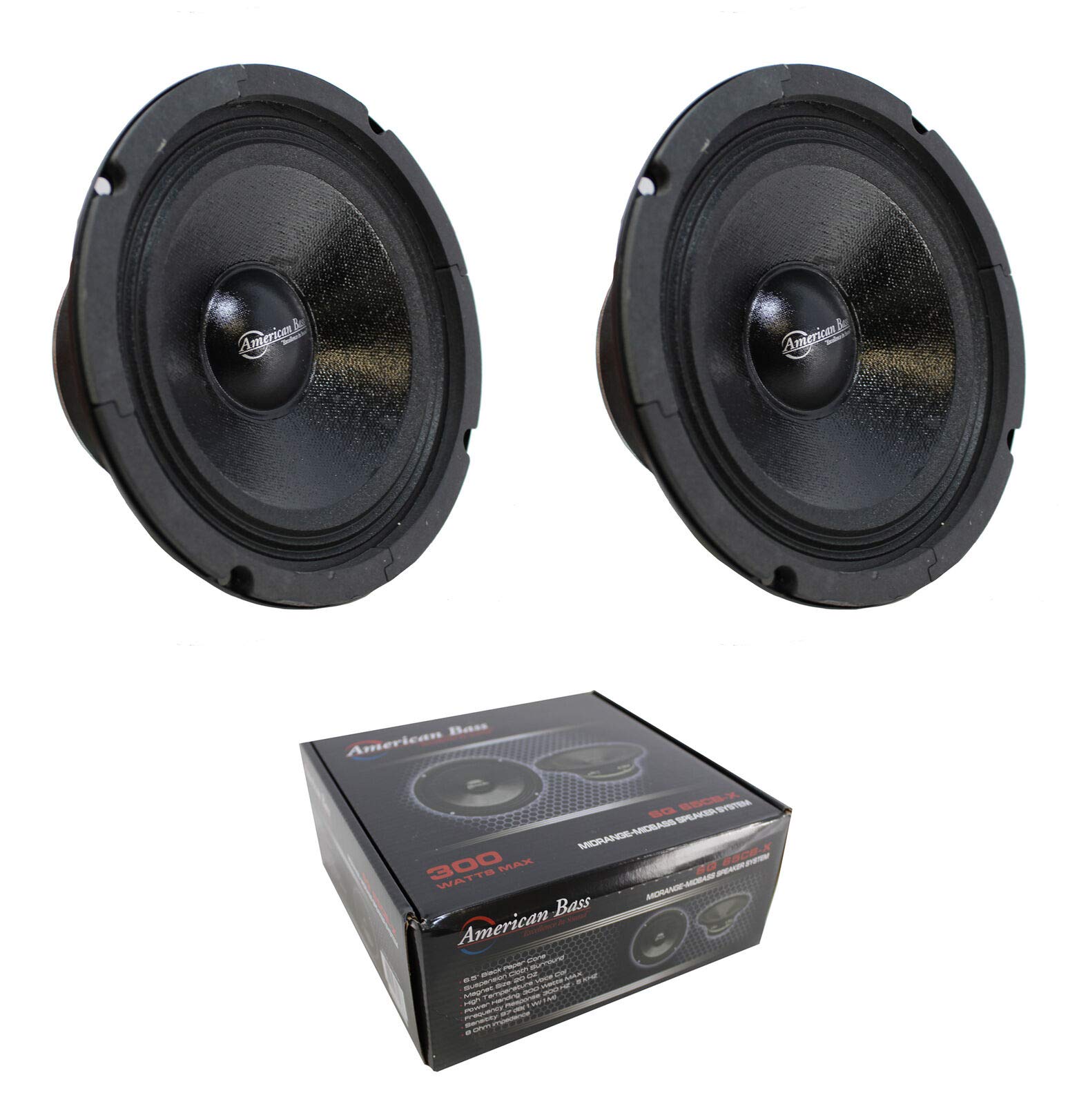 American Bass 2 x 6.5 Inch Midrange Midbass Speaker 600W 8 Ohm American Bass SQ-65CB-X High Performance Audio System