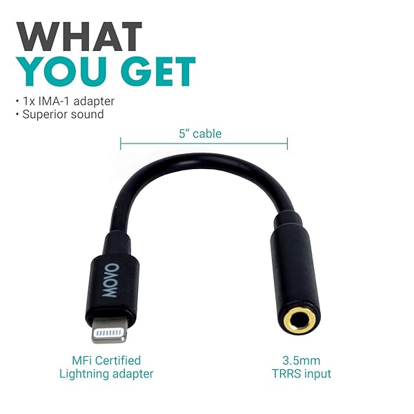 Movo Buy Movo IMA-1 TRRS Microphone Adapter for iPhone & iPad - Lightning Connector Dongle for Pro Audio - View 5 of 8