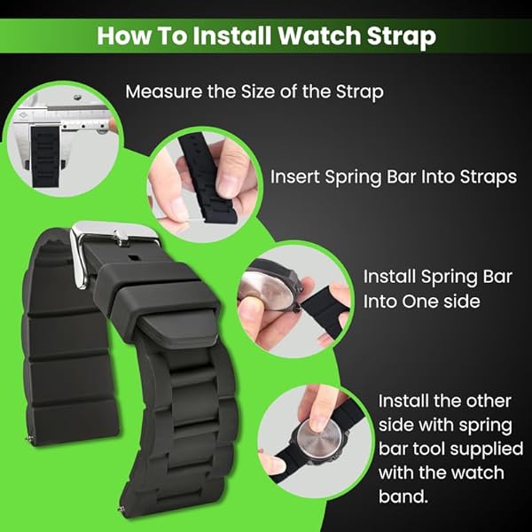 STUNNING SELECTION ALPINE Sporty Premium Silicone Adjustable 26mm Watch Band Replacement for Men and Women Waterproof Multi-purpose Black Watch Straps - View 4 of 7