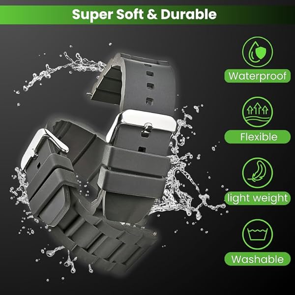 STUNNING SELECTION ALPINE Sporty Premium Silicone Adjustable 26mm Watch Band Replacement for Men and Women Waterproof Multi-purpose Black Watch Straps - View 6 of 7