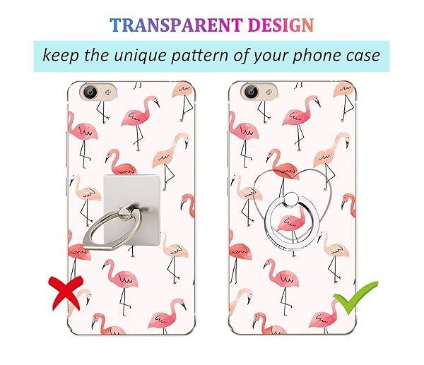 lenoup Lenoup Transparent Heart Cell Phone Ring Holder Kickstand Bling Bling Sparkle Diamond Clear Finger Grip Stand Silver Black - View 2 of 7