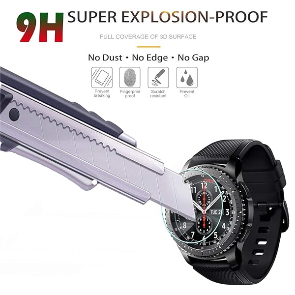 beukei Beukei 3 Pack Tempered Glass Screen Protector for Samsung Gear S3 and Frontier Anti Scratch Bubble Free Not for Galaxy Watch 42mm Gear S2 - View 4 of 8