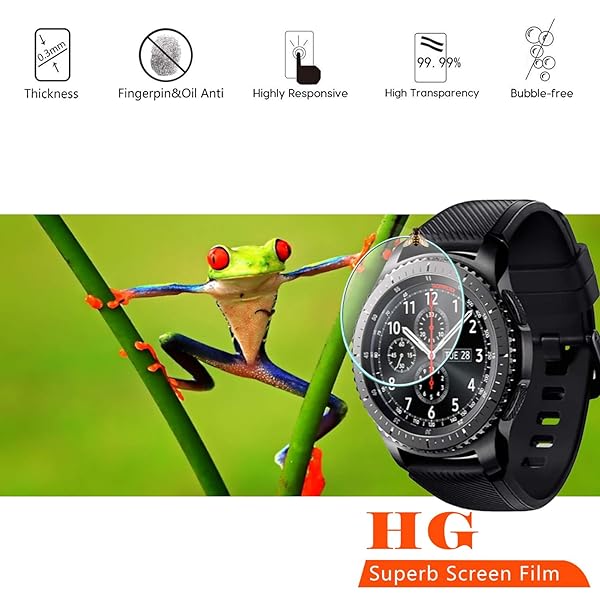 beukei Beukei 3 Pack Tempered Glass Screen Protector for Samsung Gear S3 and Frontier Anti Scratch Bubble Free Not for Galaxy Watch 42mm Gear S2 - View 5 of 8
