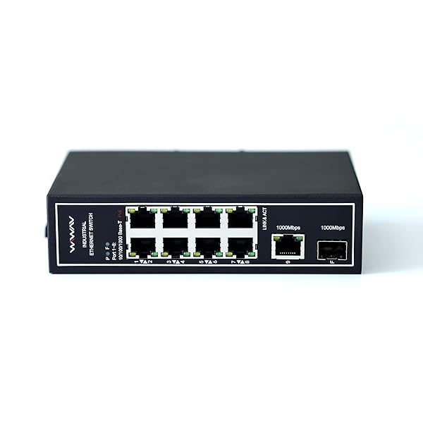WIWAV WIWAV WDH-9GT1GF-POE 10 Port PoE Gigabit Unmanaged Industrial Ethernet Switch for DIN Rail Wall Mount IP30 - View 4 of 6