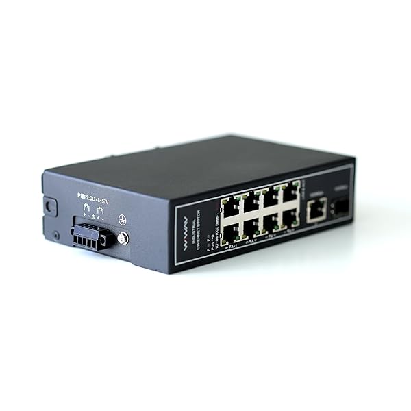 WIWAV WIWAV WDH-9GT1GF-POE 10 Port PoE Gigabit Unmanaged Industrial Ethernet Switch for DIN Rail Wall Mount IP30 - View 5 of 6