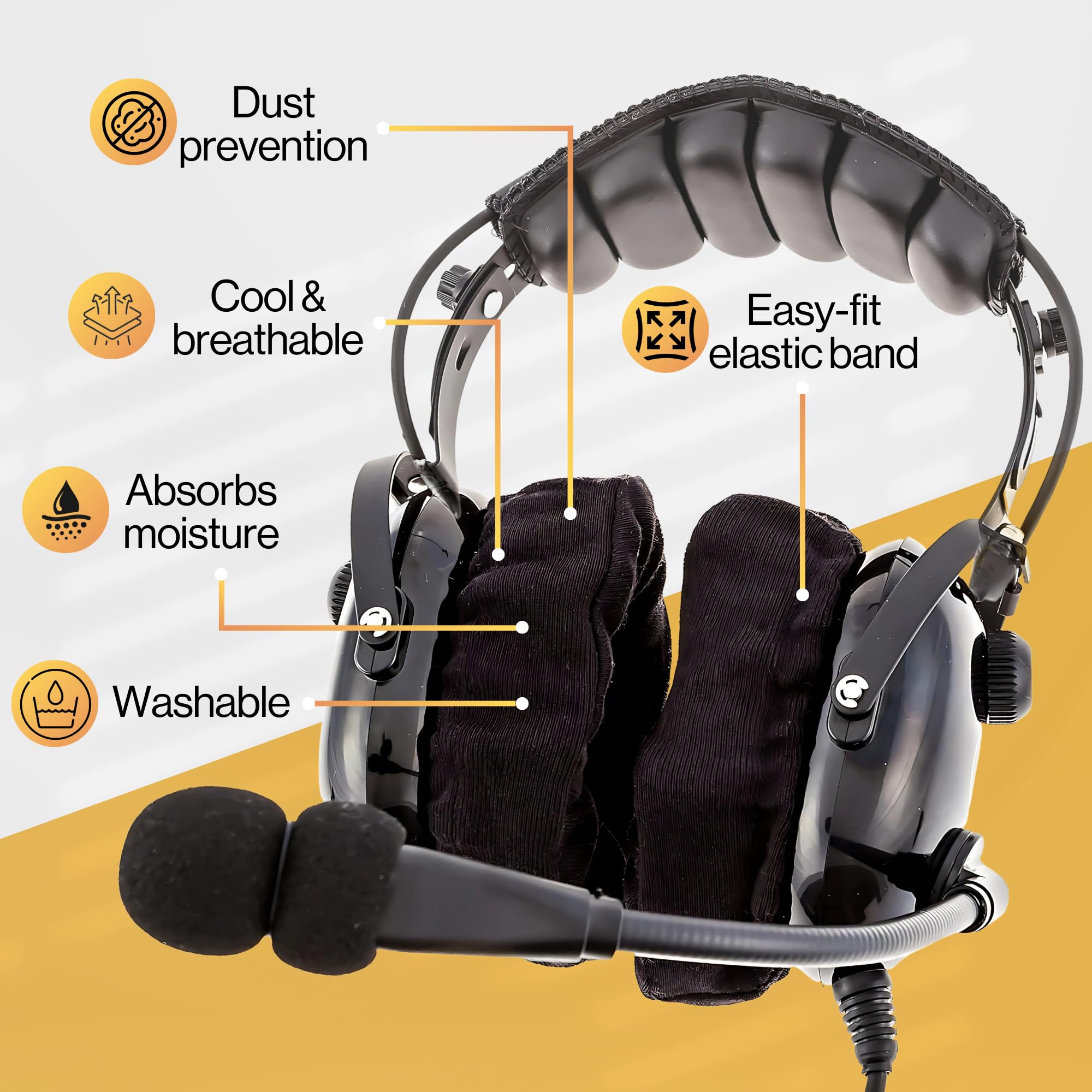 KORE AVIATION KORE AVIATION Cotton Headphone Ear Covers Washable Double Knit for Headsets Gym Training Racing Gaming Hunting Ear Pads - View 4 of 7