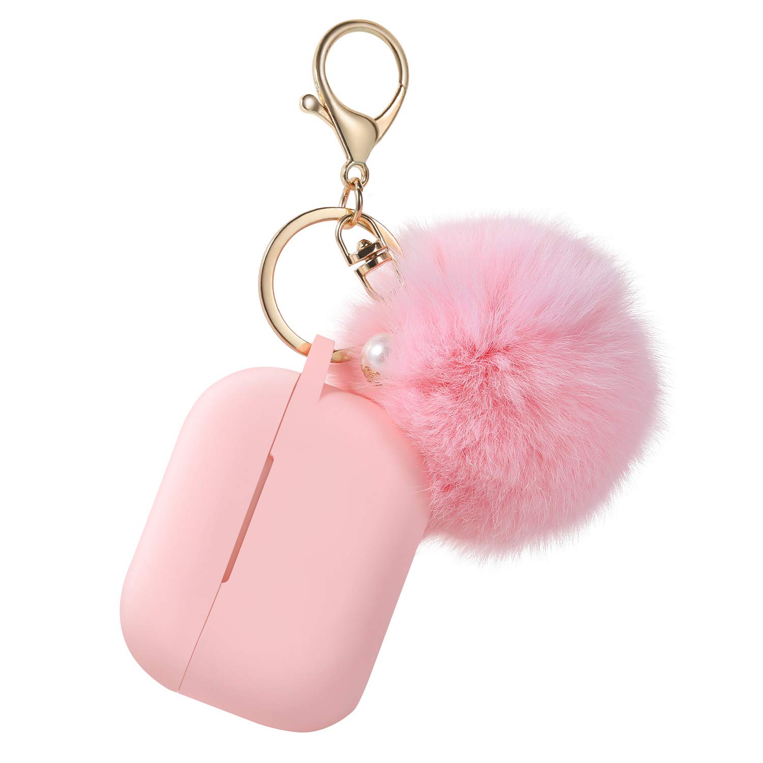 Cypher.V Airpods Pro Protective Case Cover with Soft Cute Ball Pom Pom Keychain Pink Silicone Skin Upgraded Design