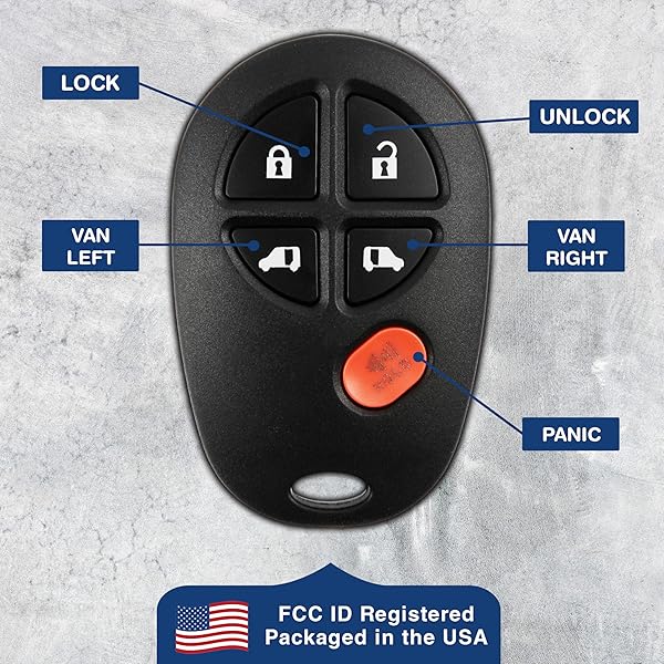 KeylessOption KeylessOption Key Fob for 2004 to 2018 Toyota Sienna with Programming Guide 5-Button GQ43VT20T Keyless Entry Remote Control - View 6 of 9
