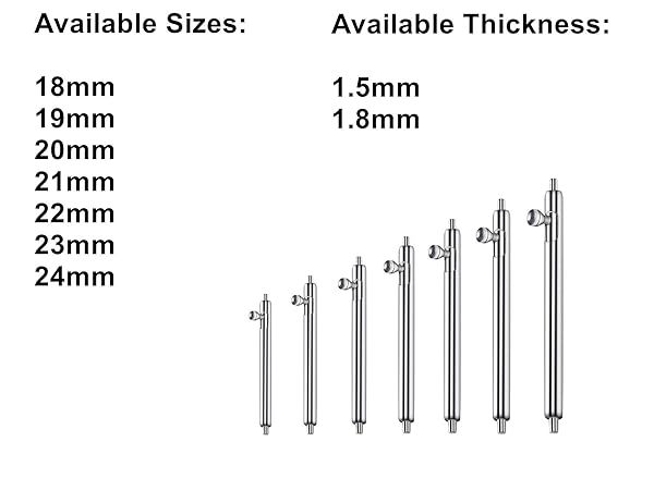 NICKSTON NICKSTON 6pcs Stainless Steel Quick Release Spring Bar Pins for Watch Bands 18mm to 24mm Silver 22mm 1.5mm Thickness - View 3 of 7