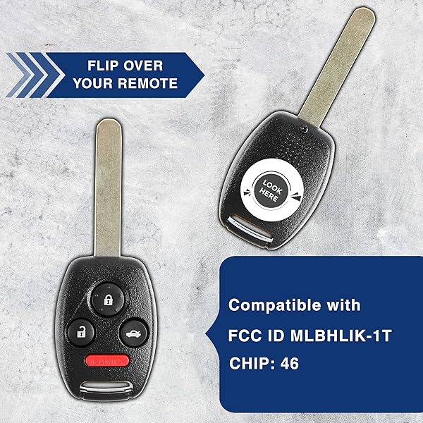 KeylessOption KeylessOption Key Fob Replacement for 2008-2014 Honda Accord CRV Acura TL TSX ZDX 4-Button Keyless Entry Remote Control - View 5 of 9