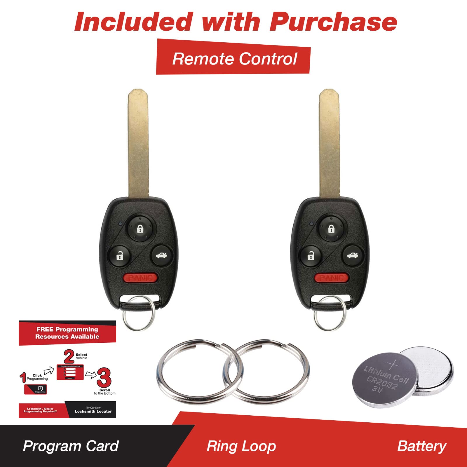 KeylessOption KeylessOption Keyless Entry Remote Fob Uncut Ignition Car Key Pack for 2006-2011 Honda Civic EX Si N5F-S0084A - View 2 of 6