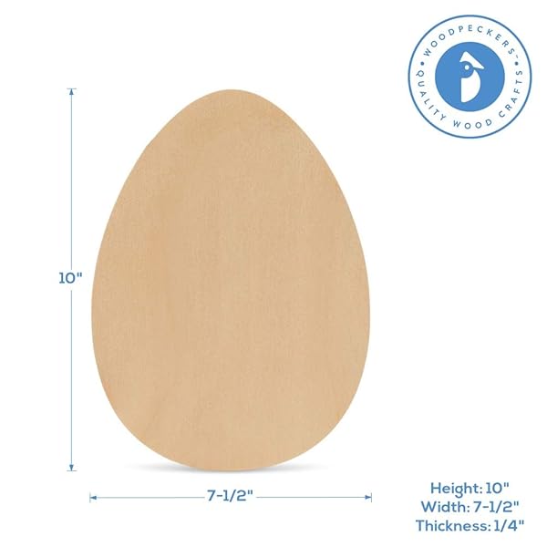 Woodpeckers Woodpeckers 3 Sturdy Egg Wood Cutouts 10 x 7 Inch Smooth Paintable Easter Egg Ornament for Crafts and Decorations - View 5 of 9
