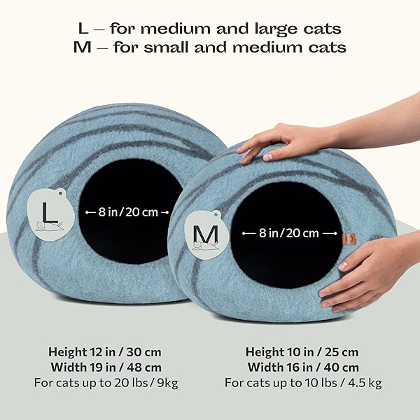 MEOWFIA MEOWFIA Medium Felt Cat Bed Cave Handmade 100% Merino Wool for Cats and Kittens in Aqua Color - View 3 of 8