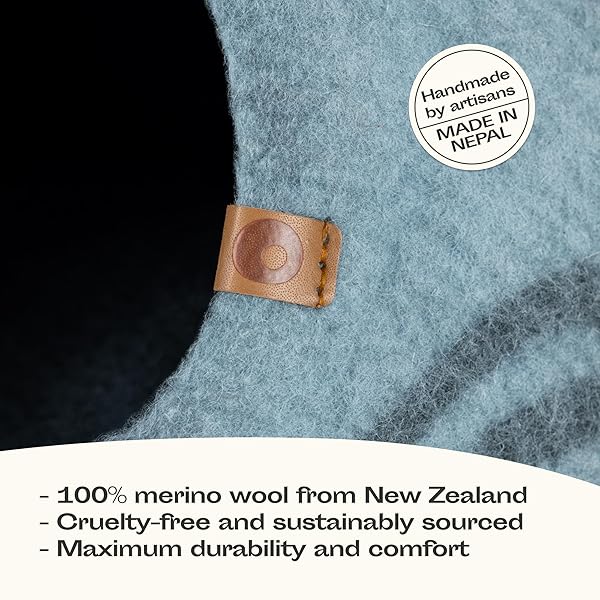 MEOWFIA MEOWFIA Medium Felt Cat Bed Cave Handmade 100% Merino Wool for Cats and Kittens in Aqua Color - View 4 of 8