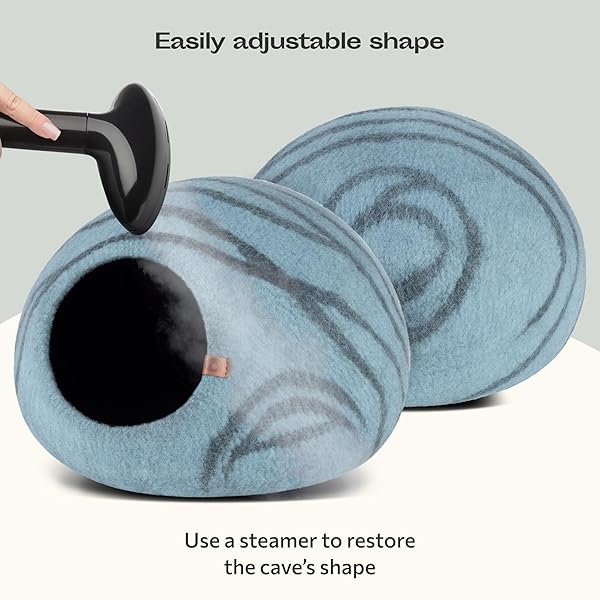 MEOWFIA MEOWFIA Medium Felt Cat Bed Cave Handmade 100% Merino Wool for Cats and Kittens in Aqua Color - View 6 of 8