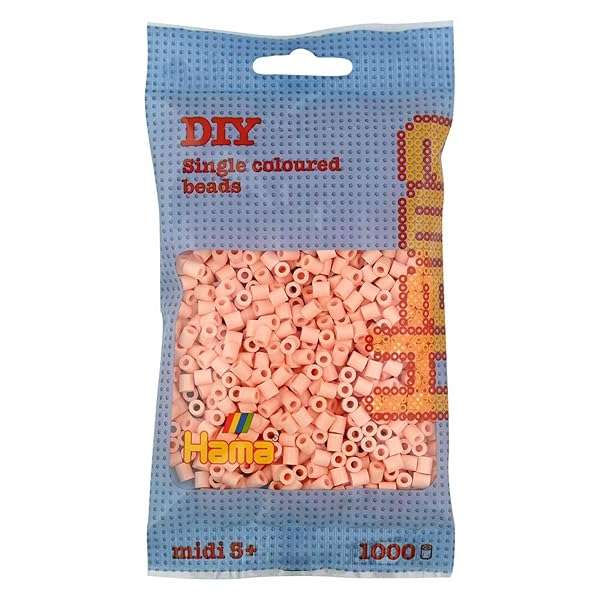 Hama Hama Perlen 20778 Iron On Beads Bag 1000 Midi Craft Beads Light Peach 5mm Creative Fun for All Ages