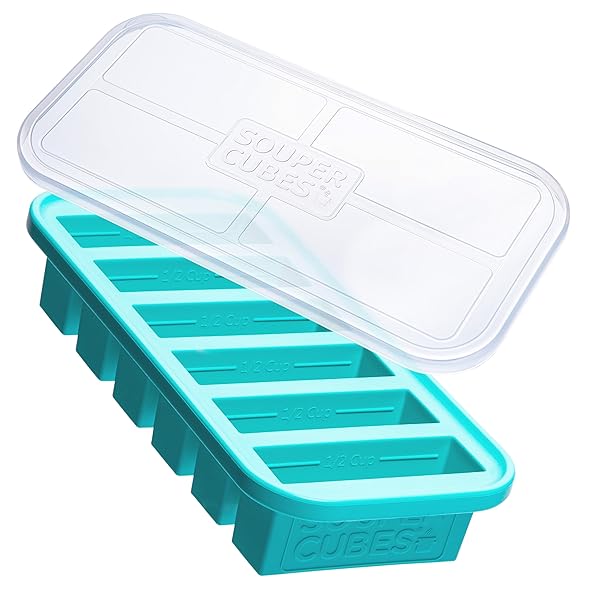 Souper Cubes Souper Cubes 1/2 Cup Silicone Freezer Mold - Ideal for Freezing Soup, Salsa, Broth & Baby Food - Aqua Color, 1-Pack