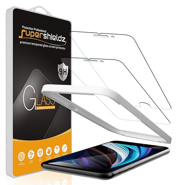 Supershieldz Supershieldz 2 Pack Tempered Glass Screen Protector for iPhone 8 and 7 Easy Installation Anti Scratch Bubble Free 0.32mm - View 2 of 8