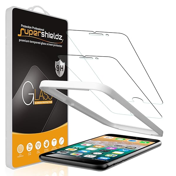 Supershieldz Supershieldz 2 Pack Tempered Glass Screen Protector for iPhone 6S and 6 Easy Installation Anti Scratch Bubble Free 0.32mm - View 2 of 8