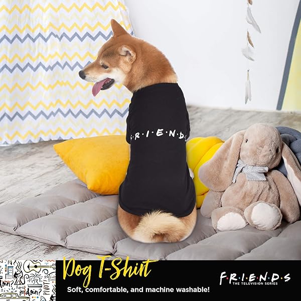 Friends the TV Show Friends TV Show Iconic Logo Black Dog T-Shirt Soft Lightweight Jersey Cotton Blend Machine Washable Size XL for Large Dogs - View 4 of 7