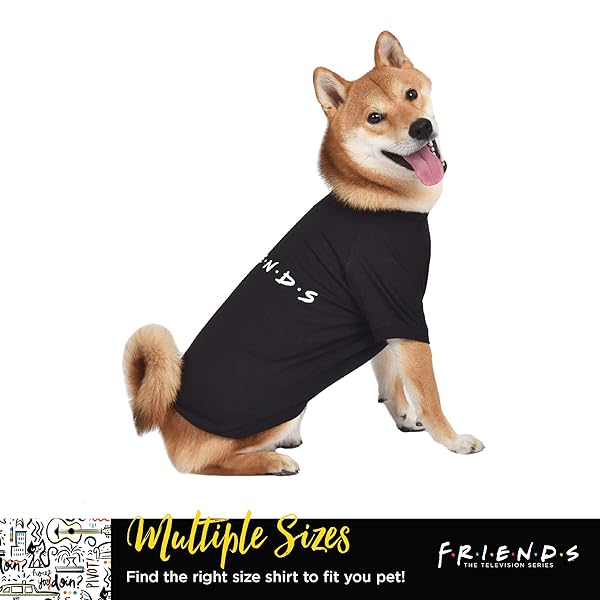 Friends the TV Show Friends TV Show Iconic Logo Black Dog T-Shirt Soft Lightweight Jersey Cotton Blend Machine Washable Size XL for Large Dogs - View 5 of 7