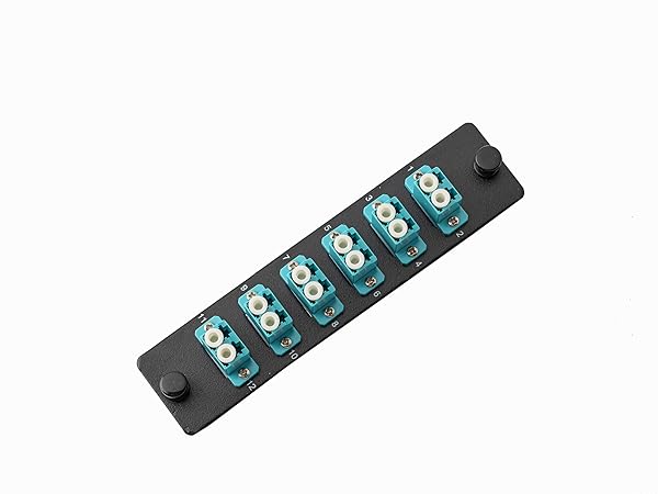 SpeedyFiberTX SpeedyFiberTX 1-Pack LGX Compatible Fiber Patch Panel 12 Fibers Loaded with Aqua LC Couplers Adapters 12-Fiber Ports Printed Port Numbers