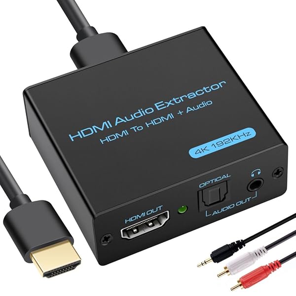 VPFET VPFET HDMI Audio Extractor 4K HDMI to Optical 3.5mm AUX Adapter Splitter Converter with HDCP Digital DTS 5.1 PCM Support - View 2 of 9