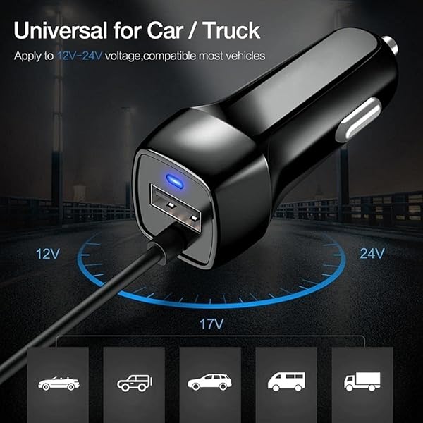 BoxWave BoxWave Car Charger for Samsung Galaxy Z Flip with Extra USB Port and Built-in Cable Black - View 5 of 10