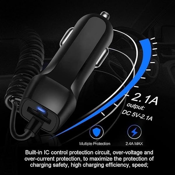 BoxWave BoxWave Car Charger for Samsung Galaxy Z Flip with Extra USB Port and Built-in Cable Black - View 10 of 10