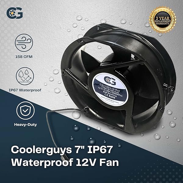 coolerguys Coolerguys 7 Inch 12v Waterproof Fan Compact Design for Efficient Cooling and Durability - View 4 of 8