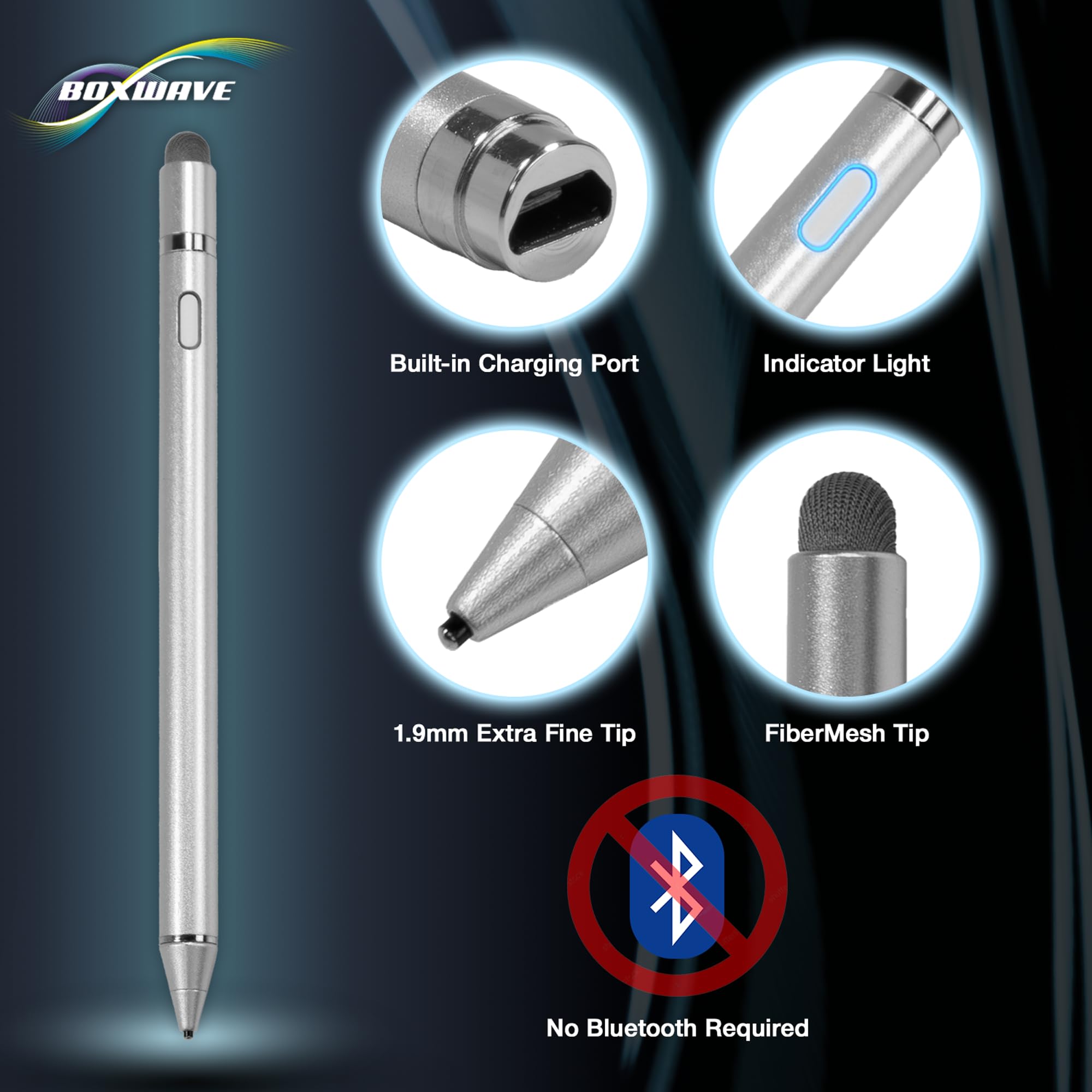 BoxWave BoxWave Stylus Pen for Samsung Galaxy S20 Ultra 5G AccuPoint Active Stylus with Ultra Fine Tip Metallic Silver - View 3 of 9