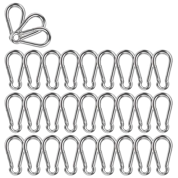 Lsqurel Spring Snap Hook Lsqurel 304 Stainless Steel Carabiner Clips Keychain Heavy Duty Quick Link for Camping Hiking Traveling M6 30pcs