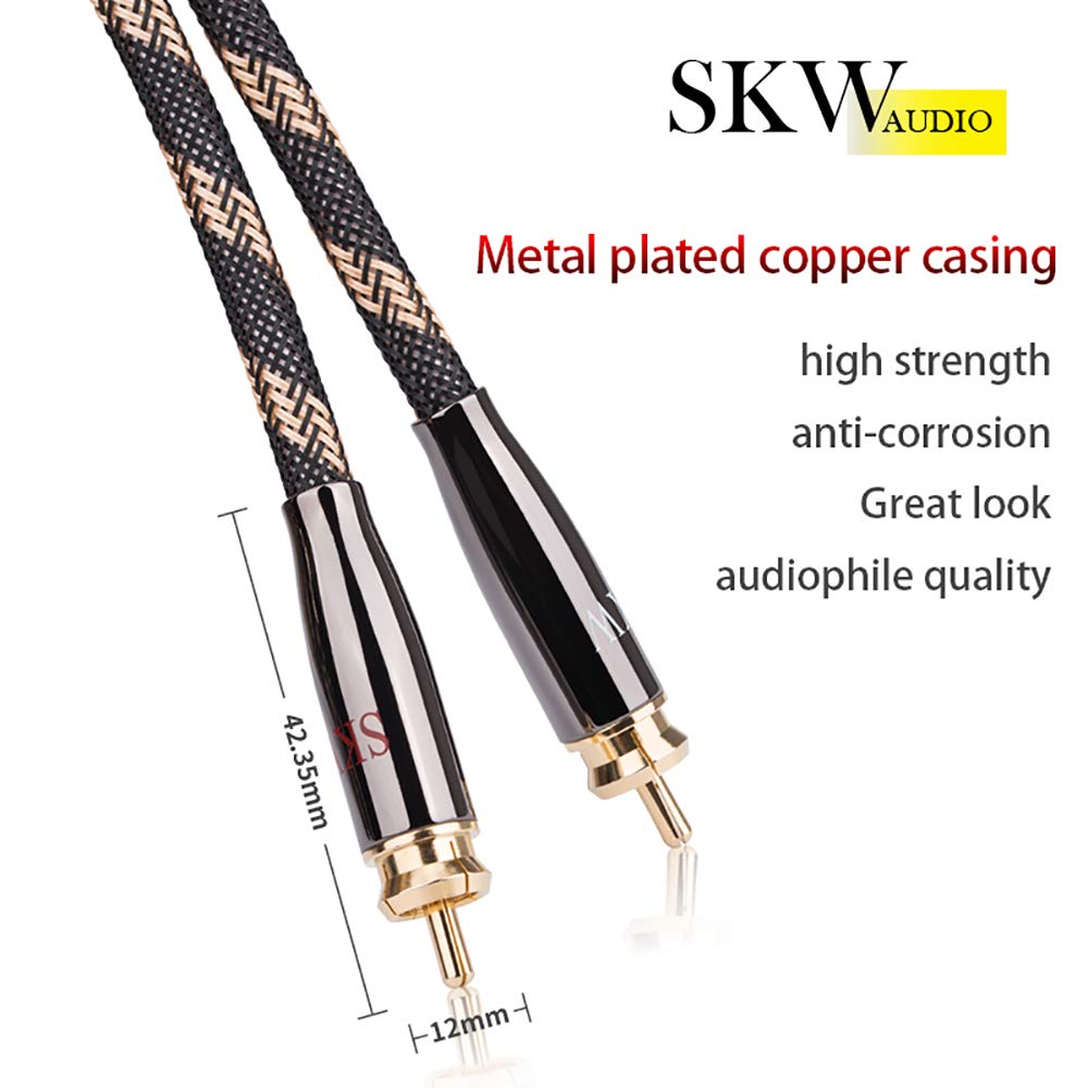 SKW SKW Upgrad Audiophiles 2RCA Male to 2RCA Male Audio Cable 6.5ft HiFi System Converter Adapter Black 12.8mm Diameter - View 4 of 7