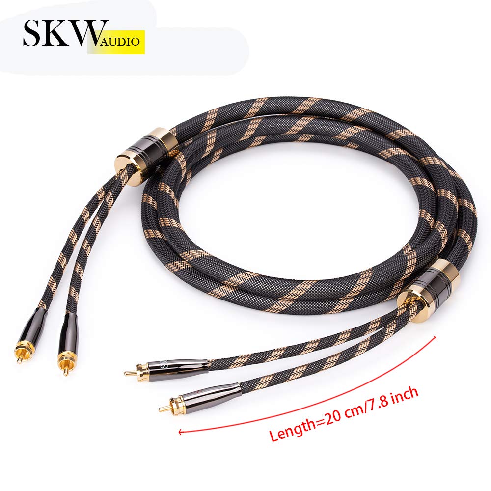 SKW SKW Upgrad Audiophiles 2RCA Male to 2RCA Male Audio Cable 6.5ft HiFi System Converter Adapter Black 12.8mm Diameter - View 5 of 7