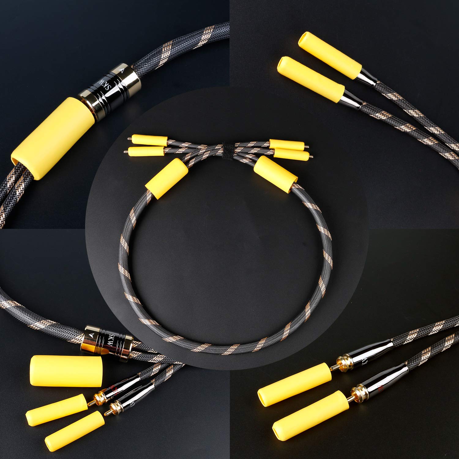 SKW SKW Upgrad Audiophiles 2RCA Male to 2RCA Male Audio Cable 6.5ft HiFi System Converter Adapter Black 12.8mm Diameter - View 7 of 7