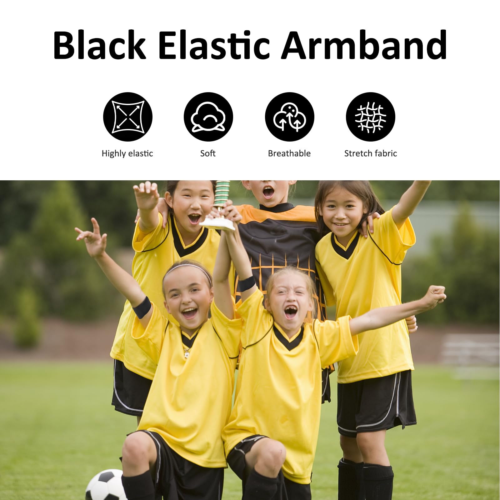Petyoung Petyoung 15PCS Black Elastic Arm Band Adjustable Mourning Band for Funeral Soccer Football Memorial Use - View 4 of 9