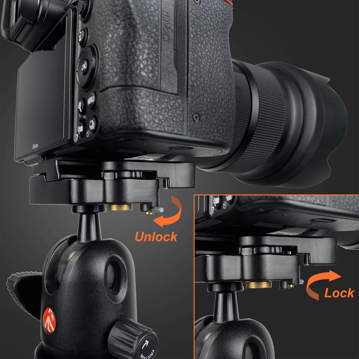 SIOTI SIOTI 323 RC2 Quick Release Plate Adapter for Manfrotto Tripods & Monopods - Fast Connect & Release - View 3 of 6