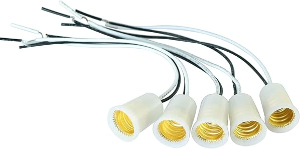 DazzyD E12 Lamp Socket 5PCS Candle Candelabra Light Holder Base with Leads for Easy Installation - View 2 of 4