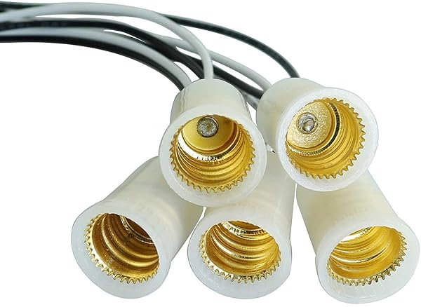 DazzyD E12 Lamp Socket 5PCS Candle Candelabra Light Holder Base with Leads for Easy Installation