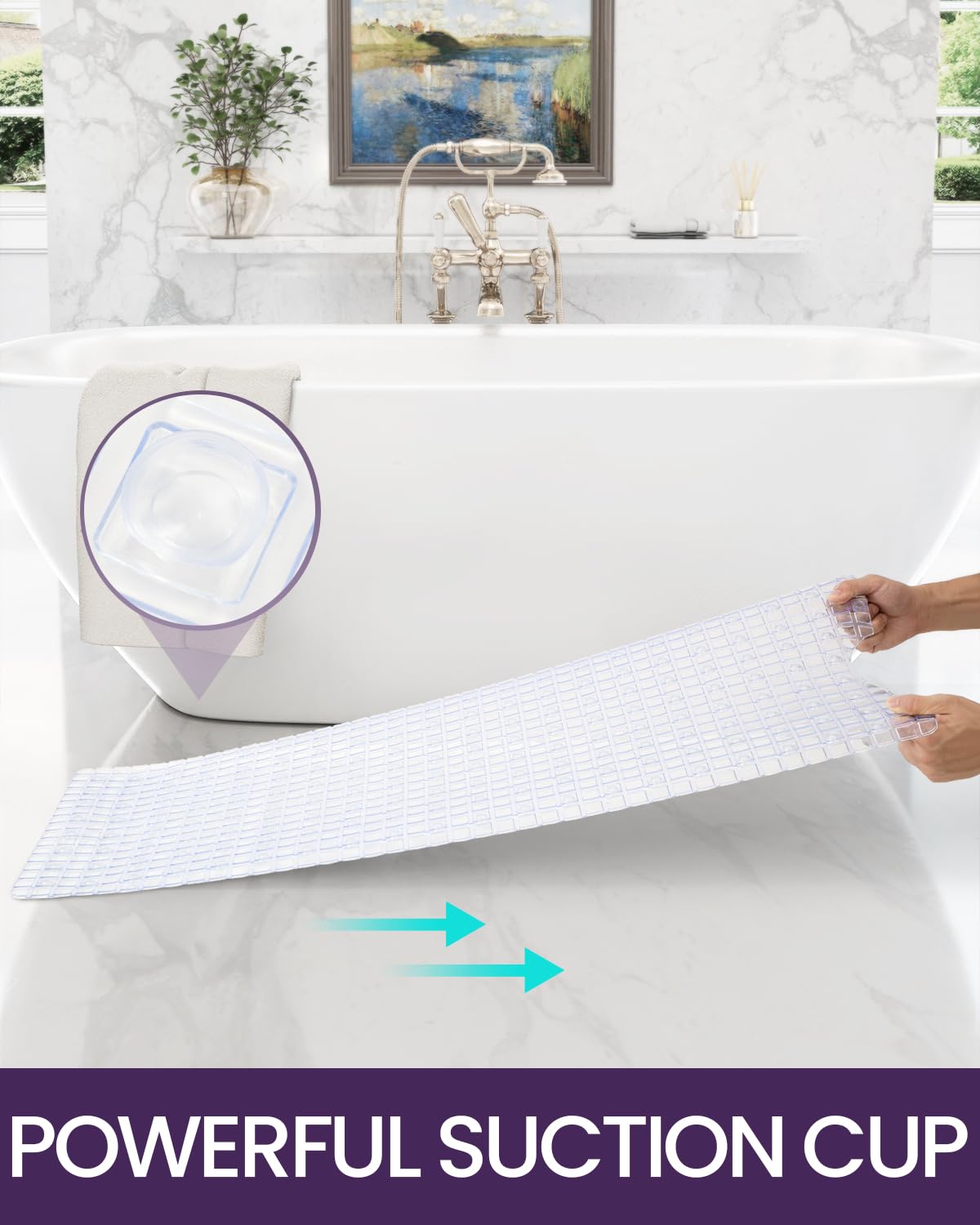 DEXI DEXI Non-Slip Bathtub Mat 39x16 - Extra Long, Suction Cups, Drain Holes, Machine Washable for Safe Showering - View 4 of 9