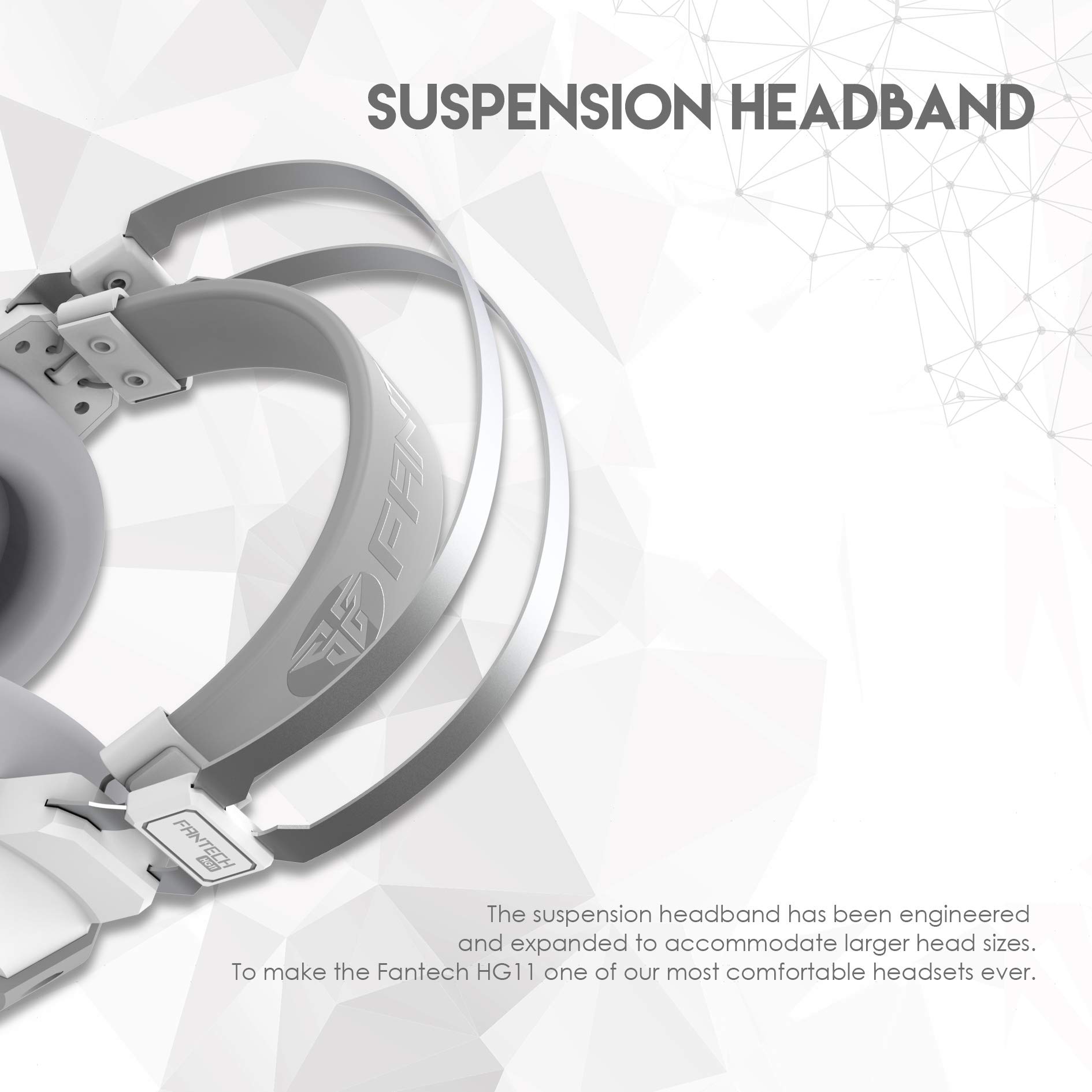 FANTECH USB RGB Gaming Headset and Stand Combo 71 Surround Sound Wired Headphones with Mic and Hanger for PC White - View 6 of 9