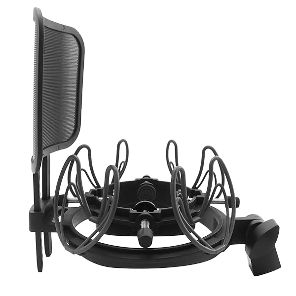 SUUNTOK SUUNTOK Microphone Shock Mount with Pop Filter Universal Anti-Vibration Mic Holder Compatible with AT2020 MXL 990 Rode NT1-A Neumann 103 Black
