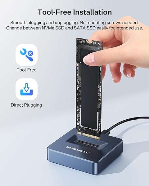 FREEGENE ACASIS NVME to USB Docking Station: Fast 10Gbps M.2 Adapter with Aluminium Alloy for NVMe & SATA SSDs - View 6 of 10